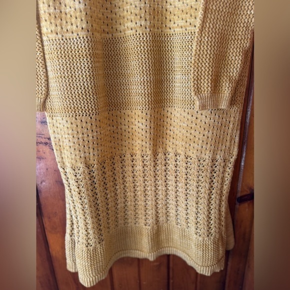 Marled Mustard Yellow Cable Knit Long Cardigan Size Medium - Picture 6 of 7